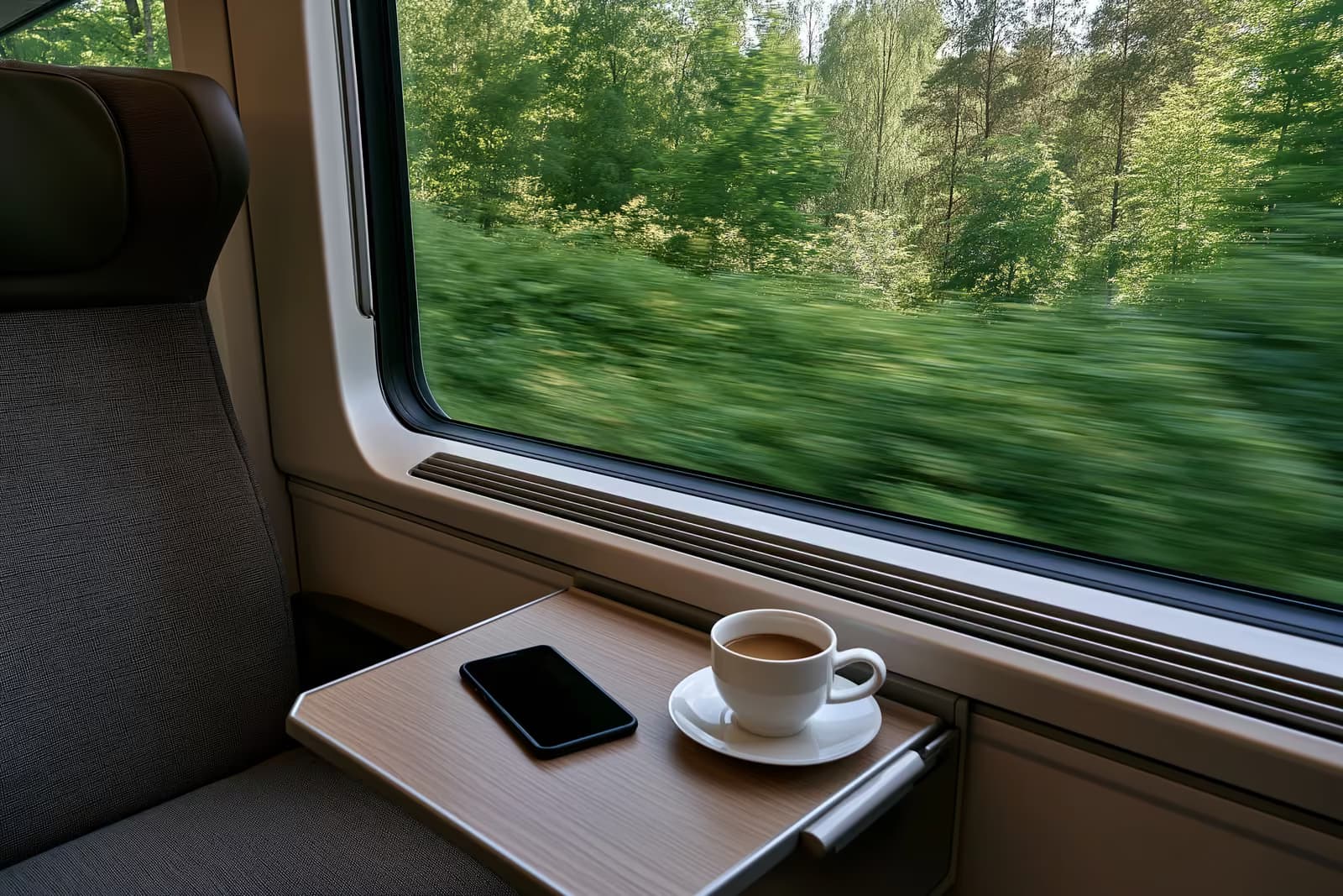 Un tren de alta velocidad ICE de Deutsche Bahn esperando en el andén de una estación alemana por la mañana.