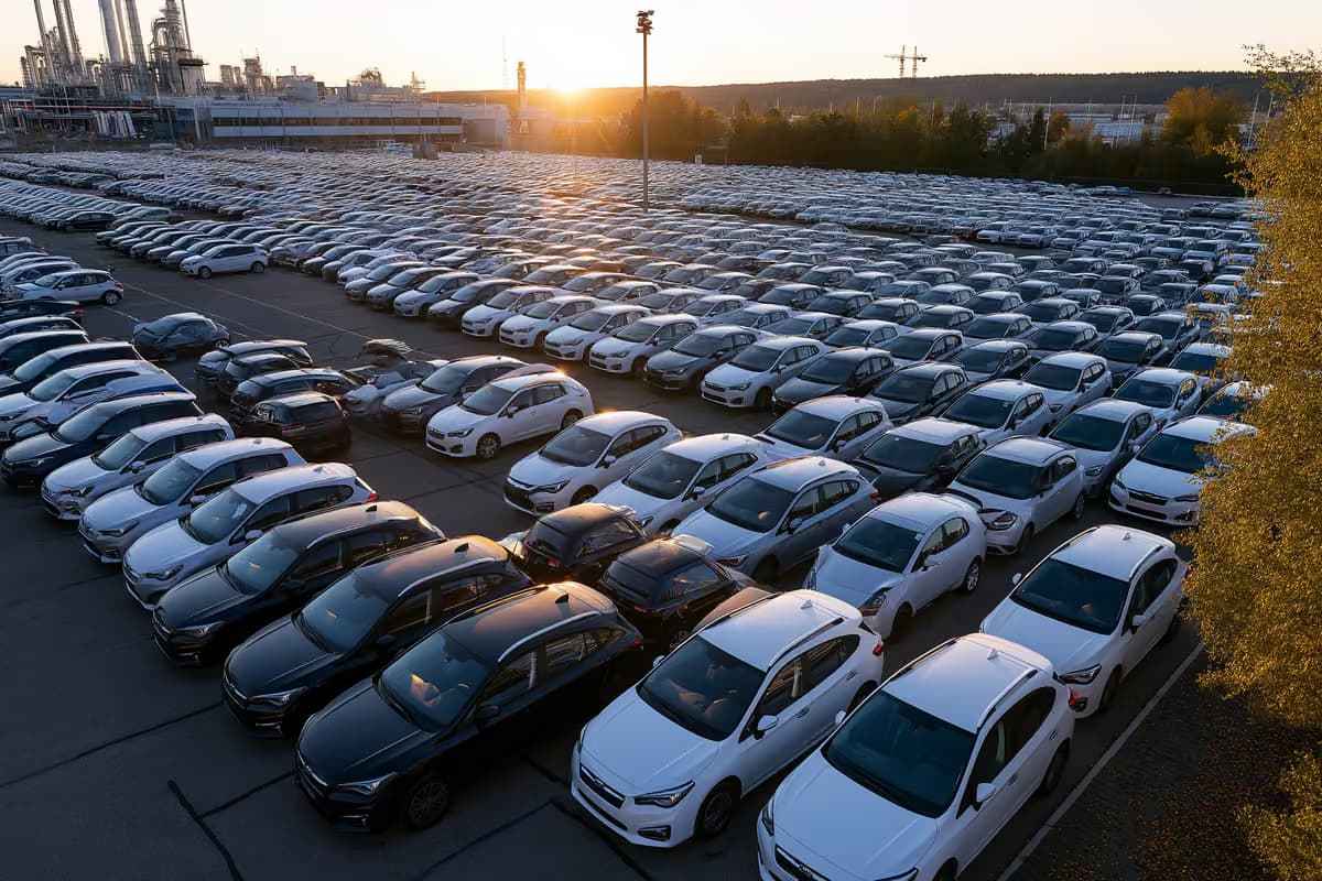 Automóviles en una línea de producción de Volkswagen dentro de una planta de ensamblaje alemana.
